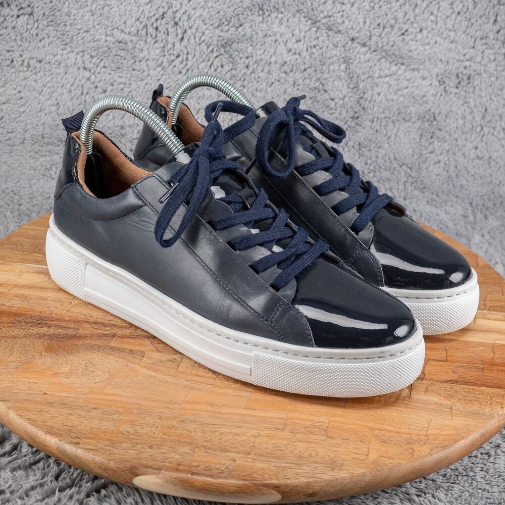 Anthropologie Dalsom Shoes Size 10 Sneakers Blue Shiny Patent Classic EU 41